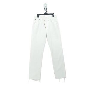 AGOLDE Women 29 Crisscross Jeans Element White Straight Leg High Rise Frayed